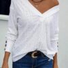 Dokotoo Women's Tops Dressy Casual V Neck Long Sleeve - Image 2