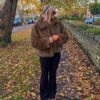 Flygo Women's Faux Fur Coat Fluffy Faux Fur Jacket Long Sleeve Lapel Furry Winter Jackets - Image 3